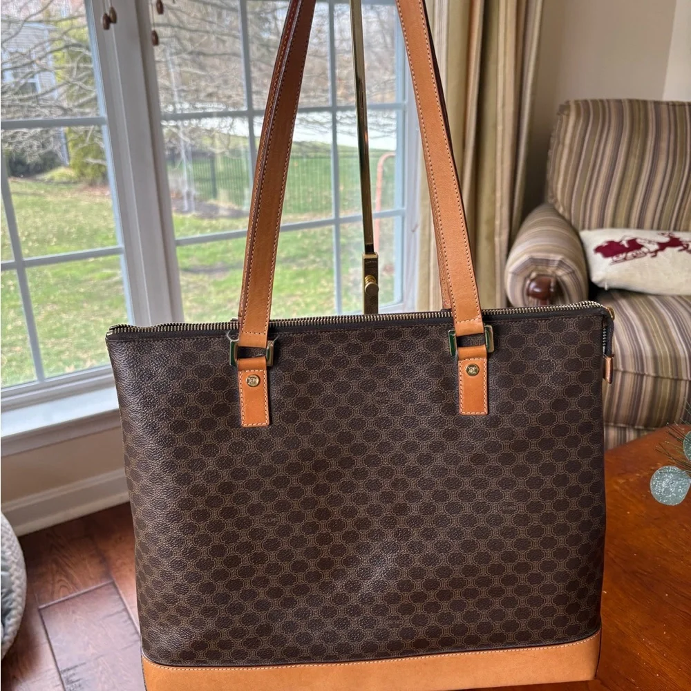 Celine Macadam Coated Monogram Tote COA included.